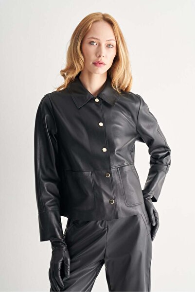 UTOPIAN Düğme Detaylı Deri Ceket