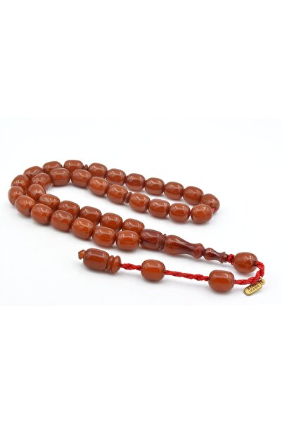 Murty99 Hakkı Master Signed Barrel Cut Large Size Dark Orange Crimped Amber P...