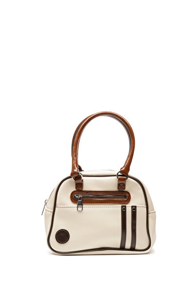 LOTUSVİE Retro Bej Bowling Kadın El ve Omuz Çantası