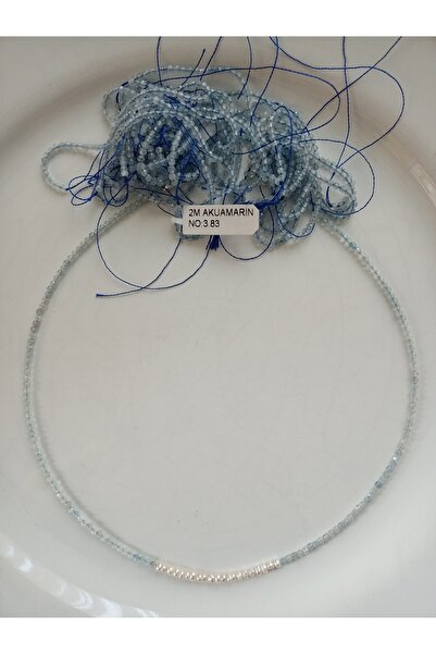 Mudita Tasarım 2 mm faset kesim gerçek doğal Aquamarine taşı ve gerçek doğal ...