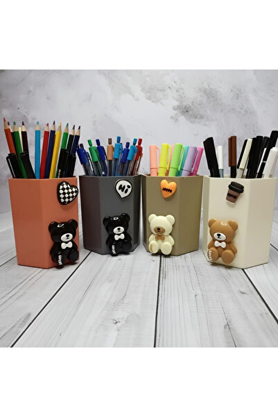 ÖZ KIRTASİYE Ayıcıklı Masa Üstü Kalemlik Plastik (1adet)