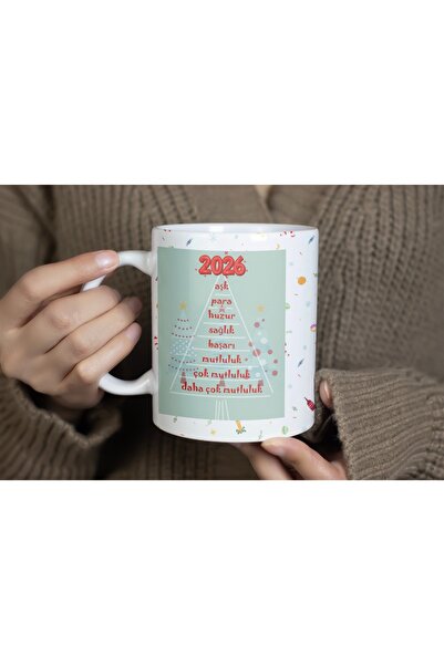 Beramussa هدية رأس السنة الجديدة 2026، كوب خزفي مكتوب عليه شجرة الأمنيات مع ع...