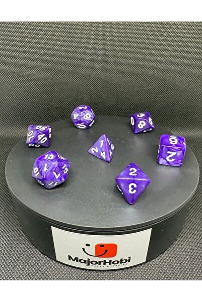 Major Hobi مجموعة نرد DND FRP مكونة من 7 قطع - أرجواني لؤلؤي |   مجموعة نرد ل...