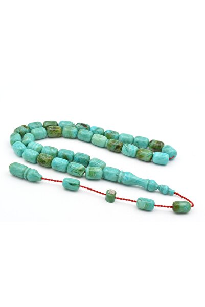 Murty99 Model de butoi semnat de maestru Halil, dimensiune mare, verde turcoaz, chihlimbar strâns, tesbih