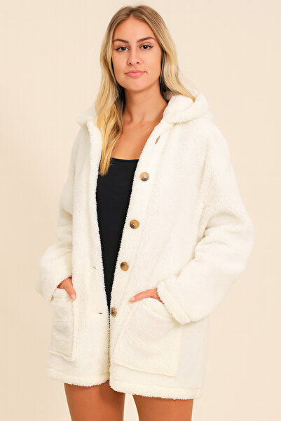 Darşin Peluş çift cepli düğmeli ceket oversize