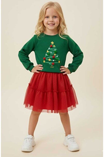 Pinkitokids Pompom Detailed Sweatshirt and Glitter Skirt Set