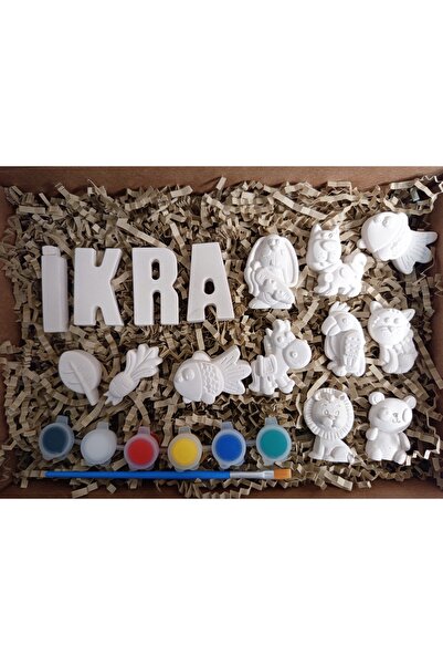 TinyPrint Stüdyo Kişiye Özel İsimli Magnetli Alçı Boyama Seti | Hayvan Figür ...