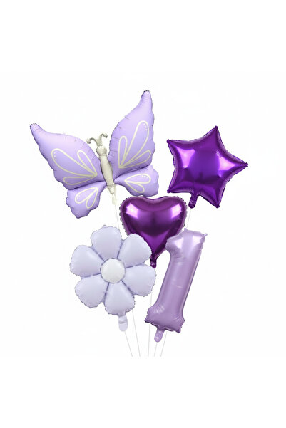 ÇITIPITISTORE lila kelebek papatya lila rakamlı yaş balon set