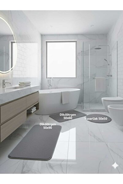 ALTUN CARPET Bathroom Mat Set, Kimi Set 50*90+50*60+50*50
