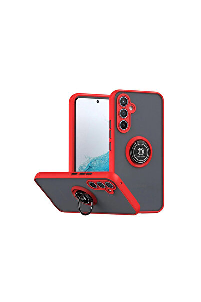 Twin Store غطاء سيليكون مونتريال لجهاز Galaxy S25 Fe مع حلقة - أحمر