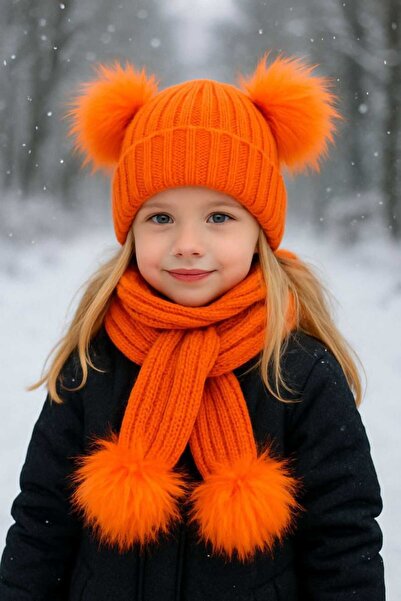 zavera for kids Set de două piese pentru copii, unisex, tricot cu pompon, eșarfă, beretă