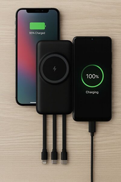 Universal Ferro WP-19 10000 mAh 15W Kablosuz Şarj Destekli Taşınabilir Powerb...