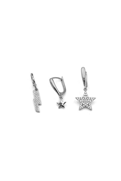 Bucuks 3-Piece Jewelled Hoop Earrings - Silver