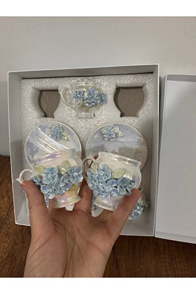 Arya İkili avangart kabartmalı fincan takımı