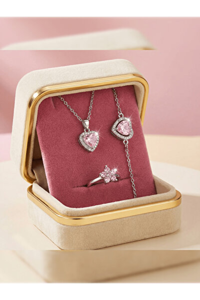 PURE BERRY ZİRKON PANTORA SET AYARLANABİLİR YÜZÜK %100 ÇELİK ZİNCİR HEDİYE KU...