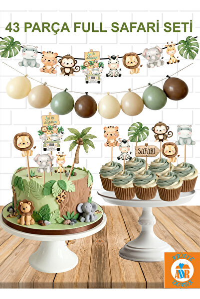 Atölye Doruk SAFARİ Parti Seti Pastel Safari Cupcake Kürdanı-Kürdanlı Pasta S...
