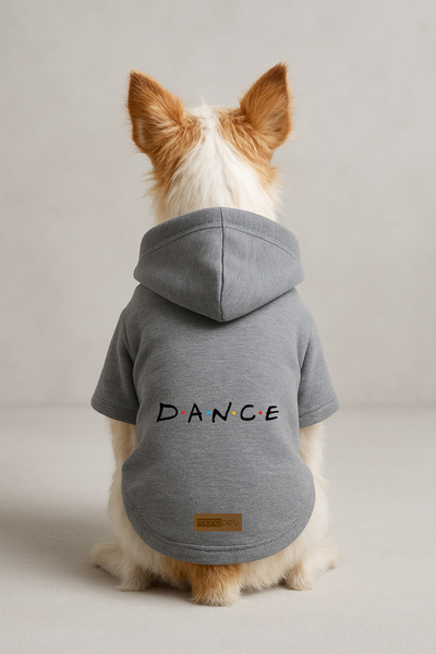 Monopetz Baskılı İçi Polarlı Köpek ve Kedi Kıyafeti & Elbisesi - Gri Renk Kapüşonlu Hoodie B8B9A