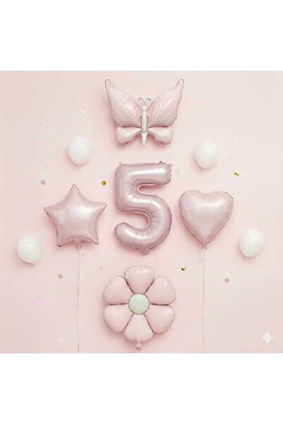 ÇITIPITISTORE Pembe kelebek paptya rakam folyo balonlu doğum günü parti set