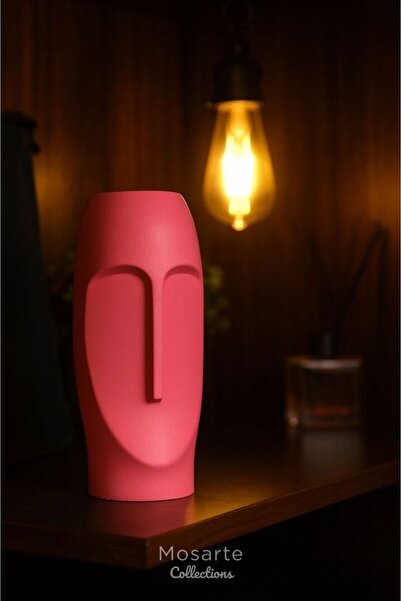 Mosarte سلسلة ستونفيس: مزهرية/تمثال وجه تجريدي بسيط - قطعة ديكور عصرية 23 سم