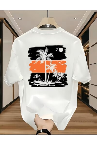 LELVANİ طباعة بنقوش مستوحاة من أشجار النخيل الزاهية وتصميم غروب الشمس