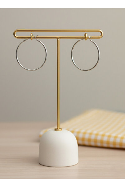 MİNYORA أقراط فضية كبيرة على شكل حلقة أقراط نسائية أنيقة