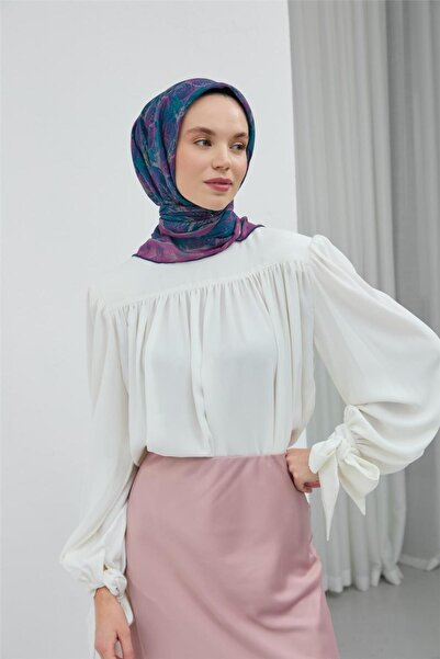 Silk Home وشاح ناعم من القطن والبوليستر بنمط أوراق الشجر 90*90