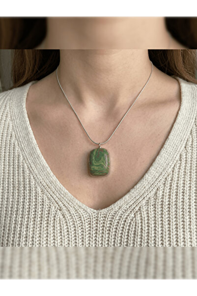 PURE BERRY VINTAGE BÜYÜK DOĞAL TAŞLI %100 ÇELİK ZİNCİRLİ KARARMAZ KOMBİN ÇELİ...