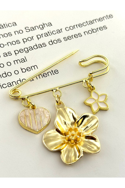 roshel Altın Renk Broş İskoç İğnesi Yaka İğnesi Charmlı İğne Çengelli İğne Ka...