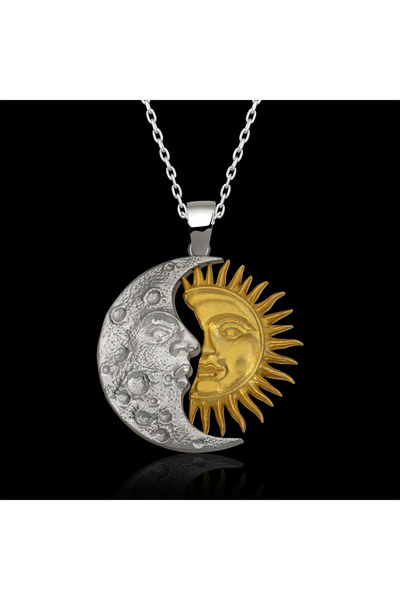 esem gold 925 AYAR GÜNEŞ VE AY AŞK GÜMÜŞ KOLYE