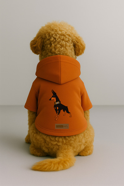 Monopetz Printed Dog and Cat Clothing & Dress with Fleece Inside - Orange Col...