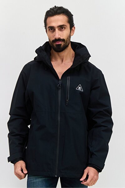 DC سترة بذلة طويلة الأكمام بغطاء للرأس للرجال، أسود