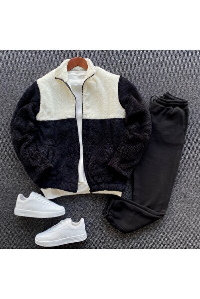 THANBUTİK Piece Plush Fleece Jacket and Fleece Sweatpants Set of 2