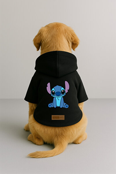 Monopetz Baskılı İçi Polarlı Köpek ve Kedi Kıyafeti & Elbisesi - Siyah Renk K...