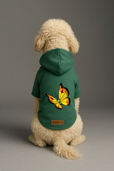 Monopetz Printed Dog and Cat Clothing & Dress with Fleece Inside - Green Colo...