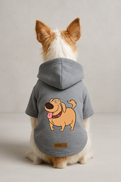 Monopetz Printed Dog and Cat Clothing & Dress with Fleece Inside - Grey Color...