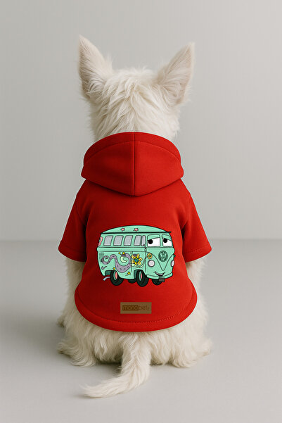 Monopetz Printed Inside Fleece Dog and Cat Clothing & Dress - Red Color K Hoo...