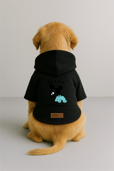 Monopetz Printed Dog and Cat Clothing & Dress with Fleece Inside - Black Colo...
