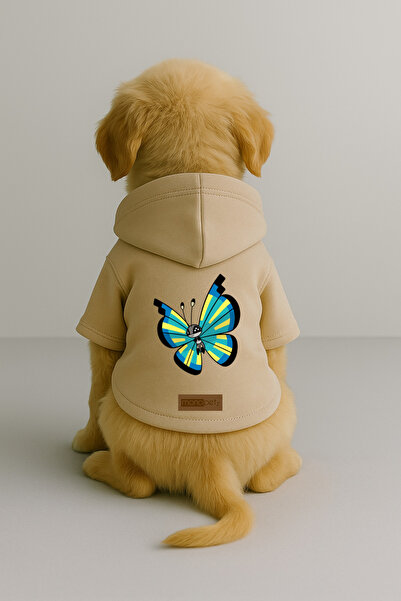 Monopetz Printed Dog and Cat Outfit & Dress with Fleece Inside - Beige Color ...