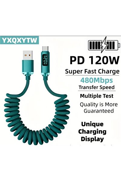 unkown كابل شحن سريع Tab C 120W USB-A إلى USB-C، 100.58/201.17 سم، مضفر بالنايلون، قابل للسحب