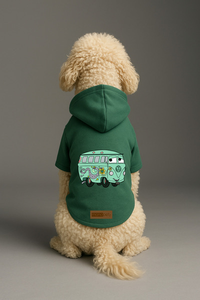 Monopetz Printed Dog and Cat Clothing & Dress with Fleece Inside - Green Colo...