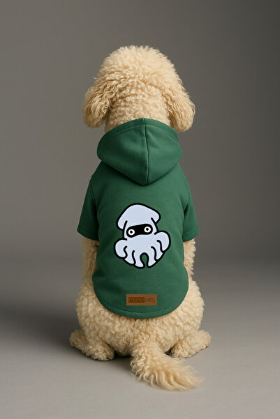Monopetz Printed Dog and Cat Clothing & Dress with Fleece Inside - Green Colo...