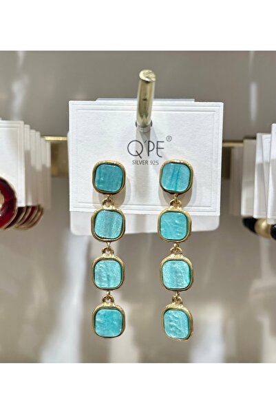 GLOW ACCESSORIES BAE Mercan Renk Tek Taş Sallantılı Küpe