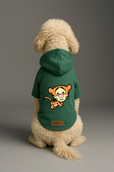 Monopetz Printed Dog and Cat Clothing & Dress with Fleece Inside - Green Colo...