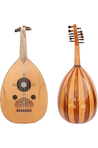 Generic عود زرياب الاحترافي طراز #2 نهات (11 وتر، سطح من خشب الأرز)