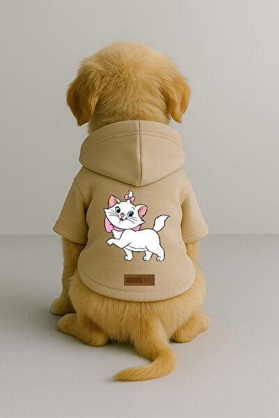 Monopetz Printed Dog and Cat Clothing & Dress with Fleece Inside - Beige Colo...