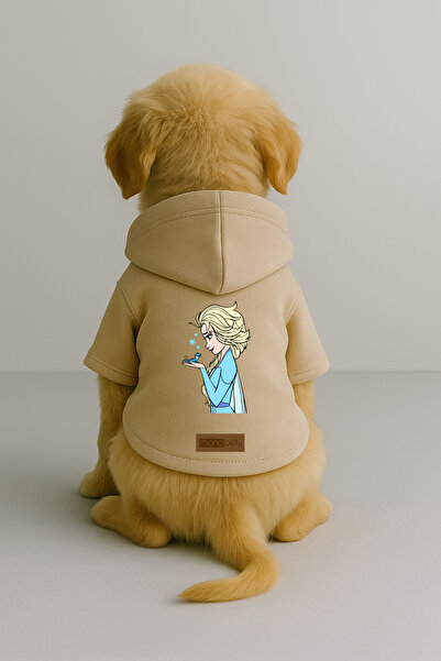 Monopetz Printed Dog and Cat Clothing & Dress with Fleece Inside - Beige Colo...
