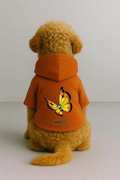 Monopetz Printed Dog and Cat Clothing & Dress with Fleece Inside - Orange Col...