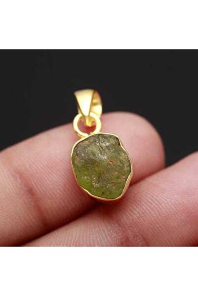 alpsilverart Kadınlar İçin Minimal Tasarım Ham Peridot Taşlı 925 Ayar Gümüş K...