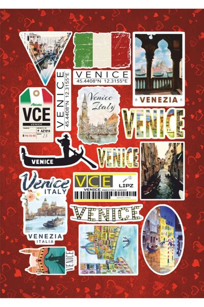hediyenebak مجموعة ملصقات فينيسيا إيطاليا |   ملصق للكمبيوتر المحمول والدفتر والتابلت والهاتف ودفتر الملاحظات ومجلة البوليت