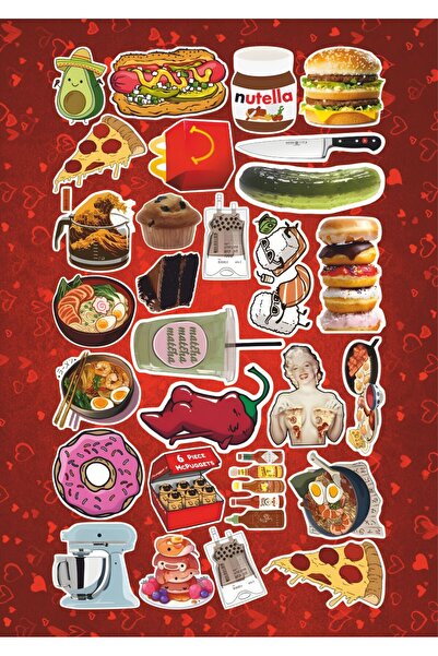 hediyenebak مجموعة ملصقات الطعام |   ملصق للكمبيوتر المحمول والدفتر والتابلت والهاتف ودفتر الملاحظات ومجلة البوليت